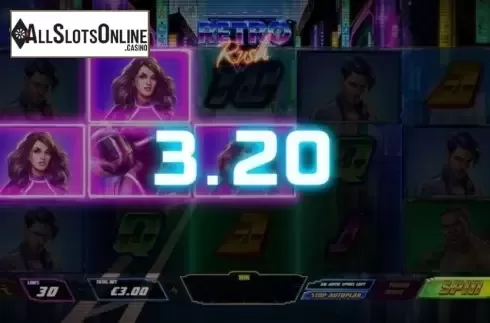 Win Screen. Retro Rush from Playtech Vikings