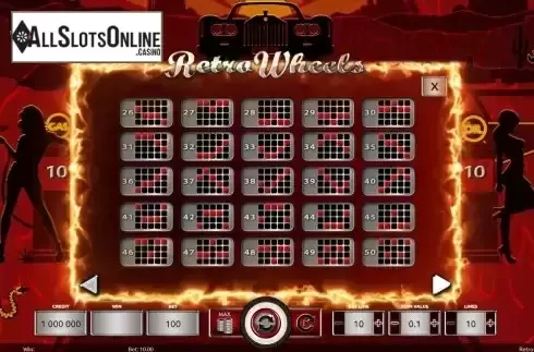 Pay Lines screen 2