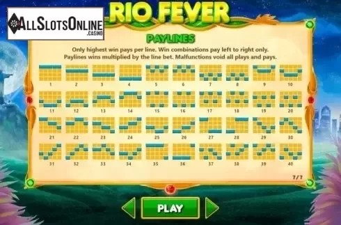 Paylines. Rio Fever (Pariplay) from Pariplay