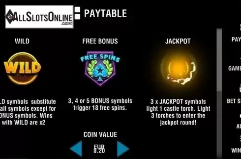 Paytable. Royal Rush from Electric Elephant