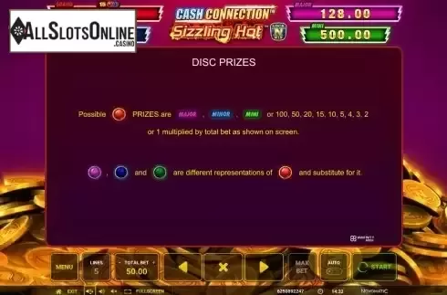 Disc prizes screen