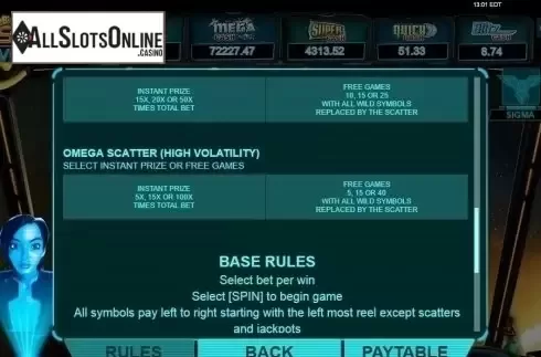 Paytable 5. Space Venture from Bwin.Party