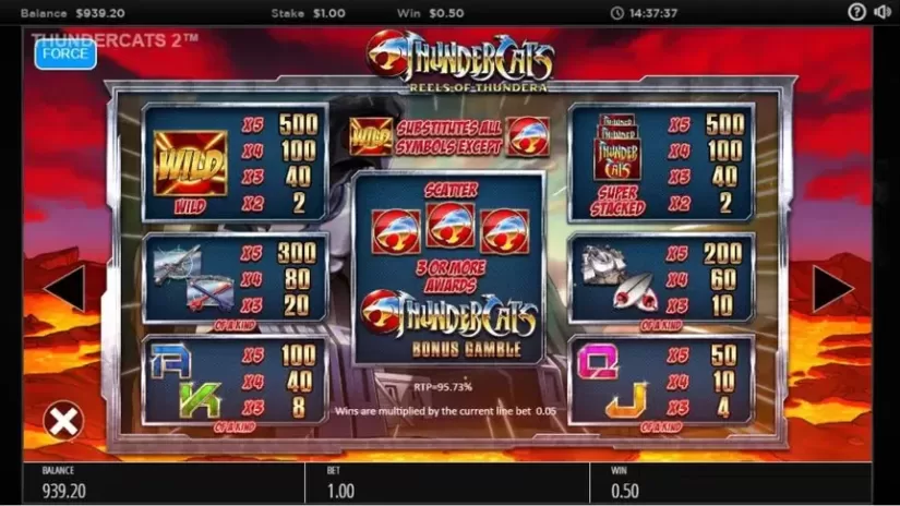 Thundercats Reels Of Thundera slot screenshot 2