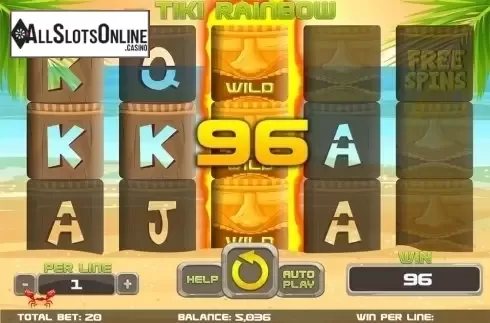 Wild win screen 2. Tiki Rainbow from Spinomenal