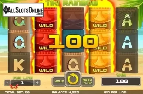 Wild win screen 3. Tiki Rainbow from Spinomenal