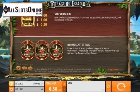 Paytable 1. Treasure Island (Quickspin) from Quickspin