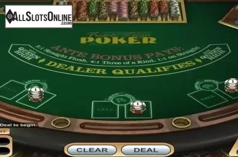 Game Screen. Triple Edge Poker (Betsoft) from Betsoft