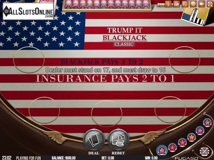 Game Screen 1. Trump It Blackjack Classic from Fugaso