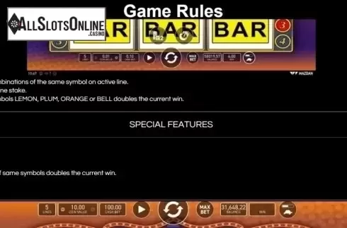 Game Rules. Vegas Hot from Wazdan
