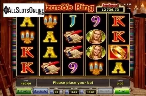 Reels screen. Wizard's Ring from Greentube