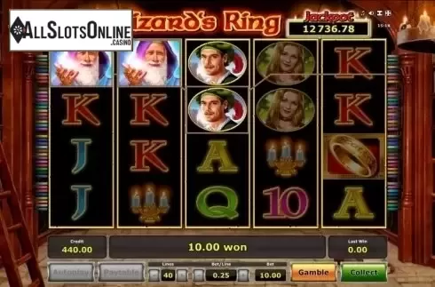 Wild win screen 2. Wizard's Ring from Greentube