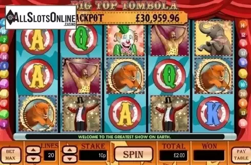 Game Workflow screen . Big Top Tombola from Playtech