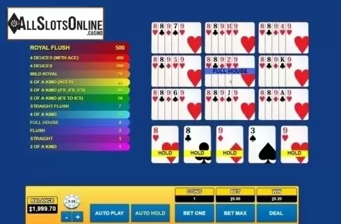 Game Screen. Bonus Deuces Wild (Habanero) from Habanero