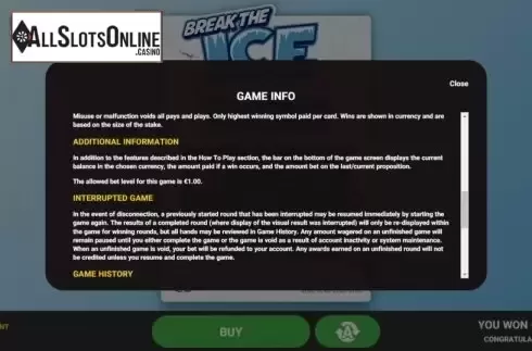 Game Screen 3. Break the Ice from Hacksaw Gaming