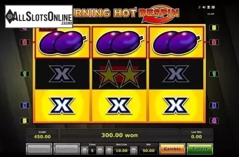 Win screen 1. Burning Hot Respin from Greentube