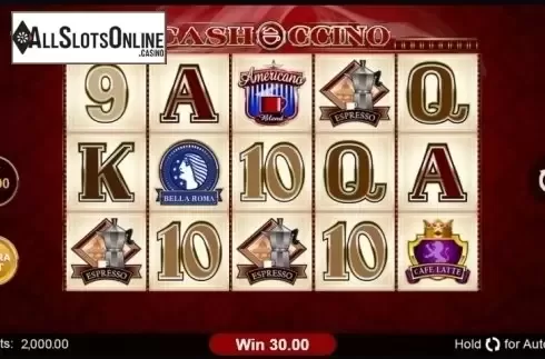 Win screen. CashOccino from Microgaming