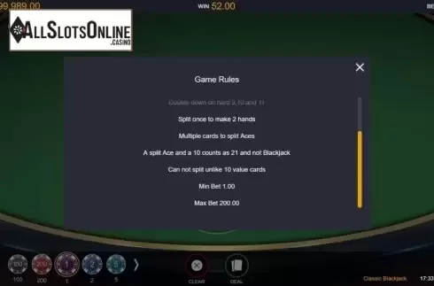 Info 2. Classic Blackjack (Switch Studios) from Switch Studios