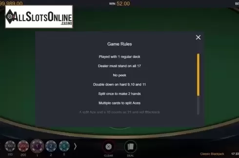 Info 1. Classic Blackjack (Switch Studios) from Switch Studios