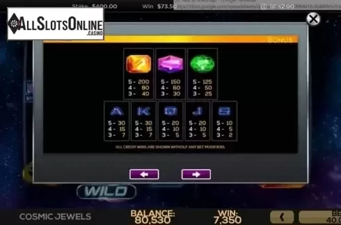 Game Rules 2. Cosmic Jewels from High 5 Games