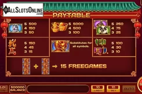Pay Table screen