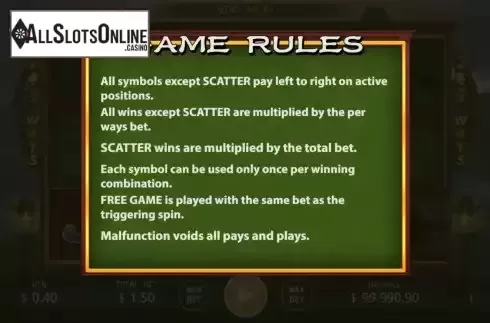 Game Rules screen