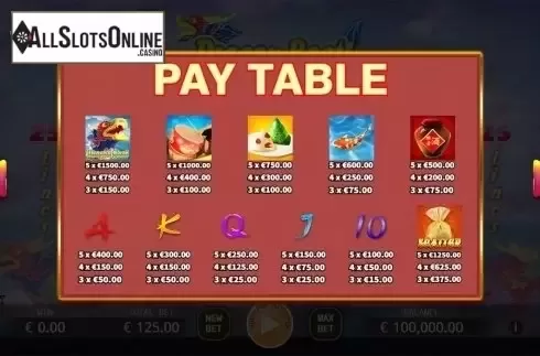Paytable 3. Dragon Boat from KA Gaming