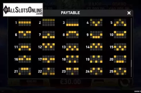 Paylines screen
