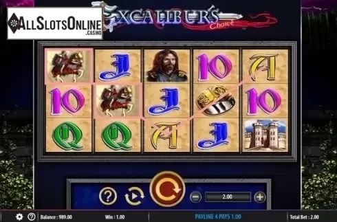 Win Screen. Excalibur's Choice from Barcrest