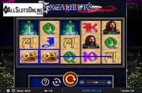 Win Screen. Excalibur's Choice from Barcrest