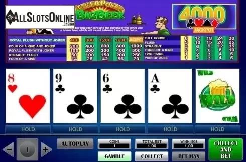 Game Screen. Joker Poker Big Beer from iSoftBet