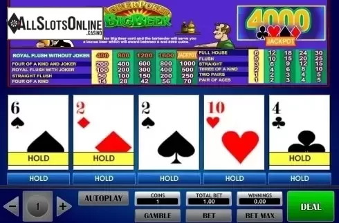Game Screen. Joker Poker Big Beer from iSoftBet