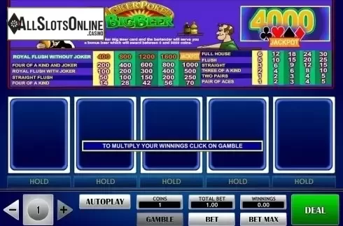 Game Screen. Joker Poker Big Beer from iSoftBet