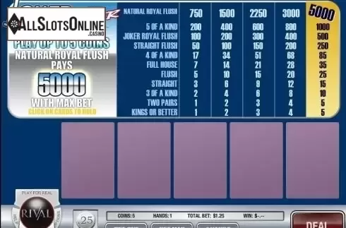 Screen2. Joker Poker (Rival) from Rival Gaming