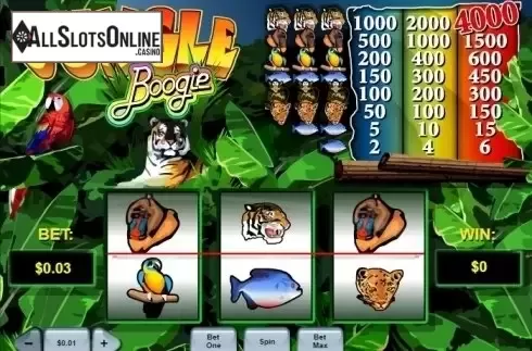 Game Workflow screen. Jungle Boogie from Playtech