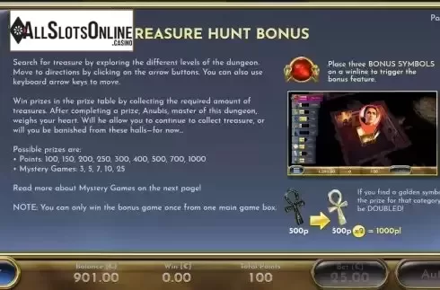 Treasure Hunt Bonus screen