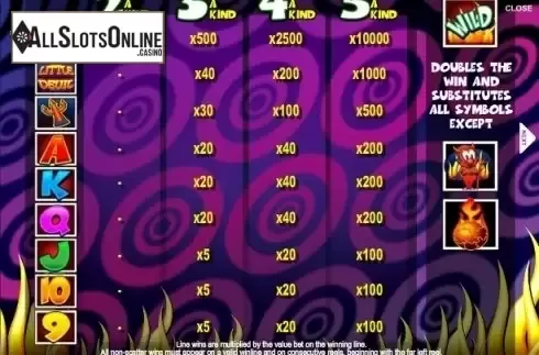 Paytable 1. Little Devil from Mazooma