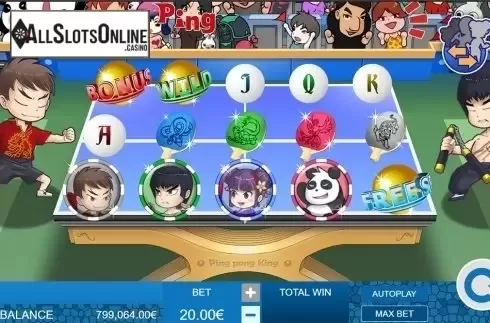 Reels screen. Ping Pong King from Gamatron