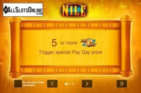 Start Screen. Prize of the Nile from Greentube