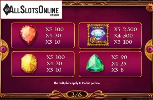 Paytable 2. Queens and Diamonds from Red Rake