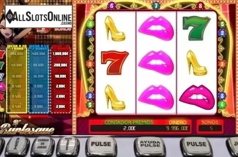 Bonus Game screen. RF Burlesque from R. Franco