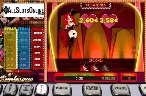 Bonus Game screen. RF Burlesque from R. Franco