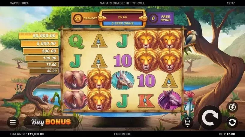 Safari Chase Hit 'n' Roll slot screenshot 1