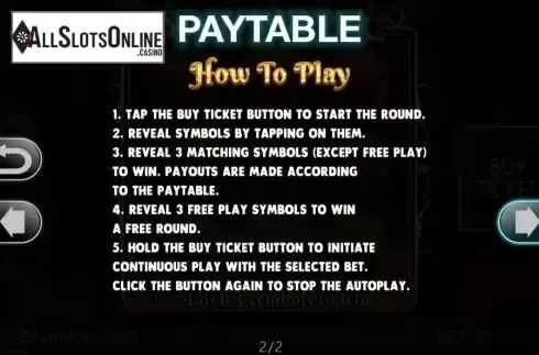 Paytable 2