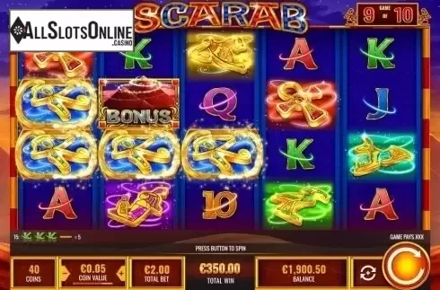 Win Screen. Scarab from IGT
