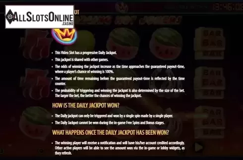 Daily Jackpot screen