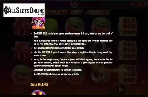 Wild feature screen