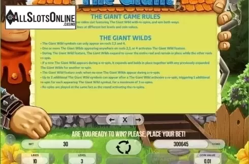 Paytable 3. The Giant from Fugaso