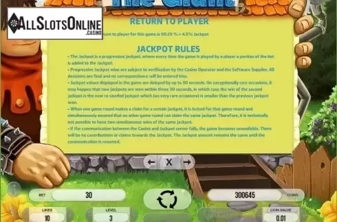 Paytable 4. The Giant from Fugaso