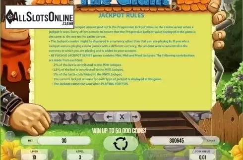 Paytable 5. The Giant from Fugaso