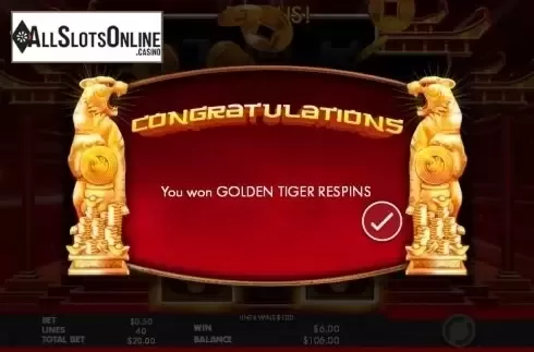 Golden Tiger Respins screen 3. Tiger Temple from Genesis